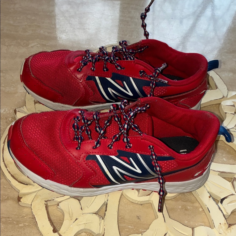 New Balance Sneakers size 5 Youth with Red White & Blue Laces and Accents